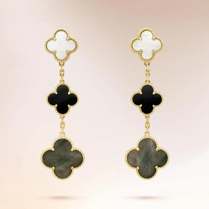 EMKOSUNG 18K Gold  Plated 3 Flowers Four Leaf Clover Earrings for Women