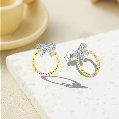 EMKOSUNG 18K Gold  Plated Minimalist Fashion Silver Earrings for Women