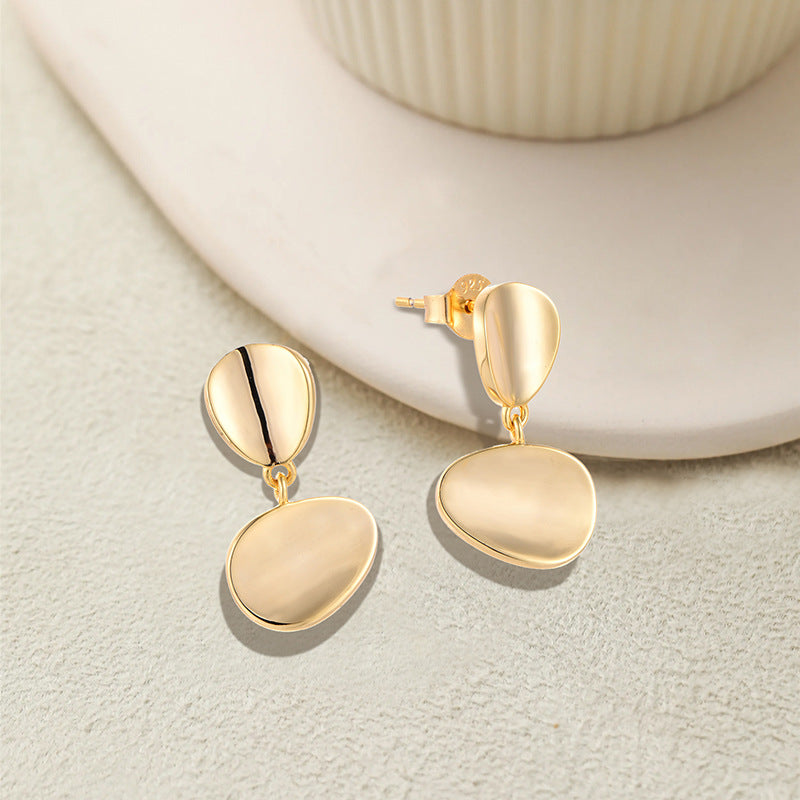 EMKOSUNG 18K Gold  Plated Minimalist Fashion Silver Earrings for Women