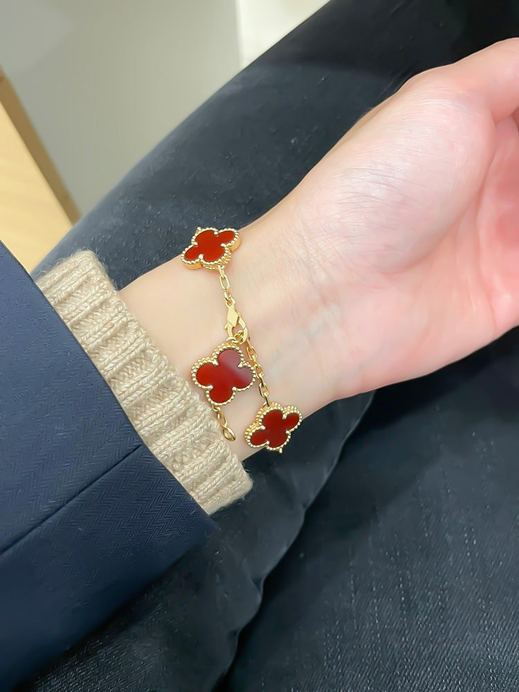 EMKOSUNG 18K Gold  Plated  Four Leaf Clover Bracelets for Women