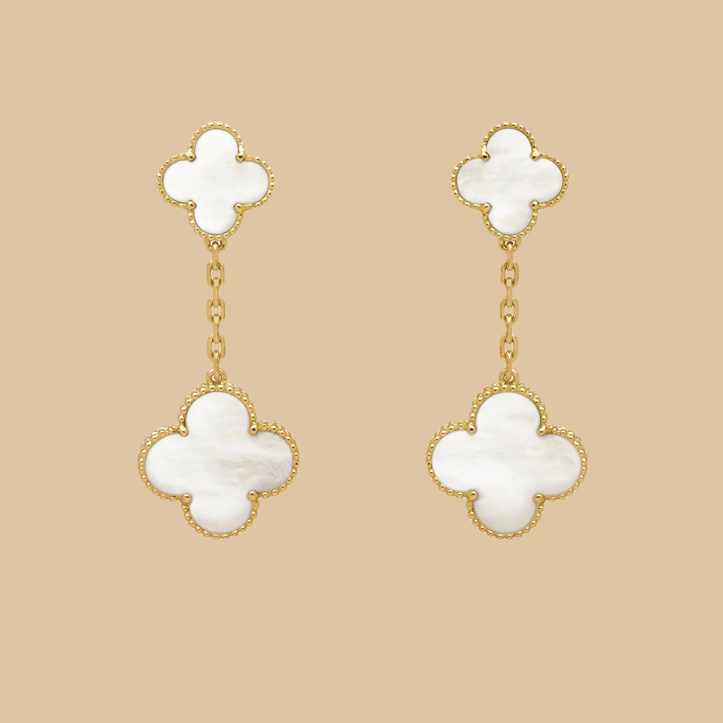 EMKOSUNG 18K Gold  Plated 2 Flowers Four Leaf Clover Earrings for Women