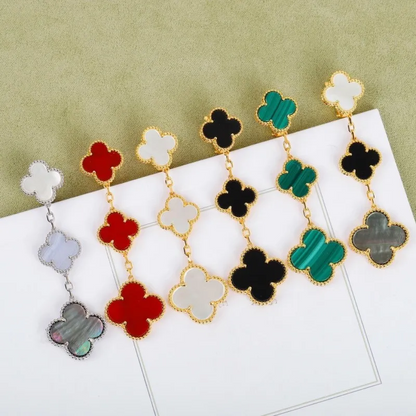 EMKOSUNG 18K Gold  Plated 3 Flowers Four Leaf Clover Earrings for Women