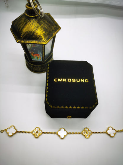 EMKOSUNG 18K Gold  Plated  Four Leaf Clover Bracelets for Women