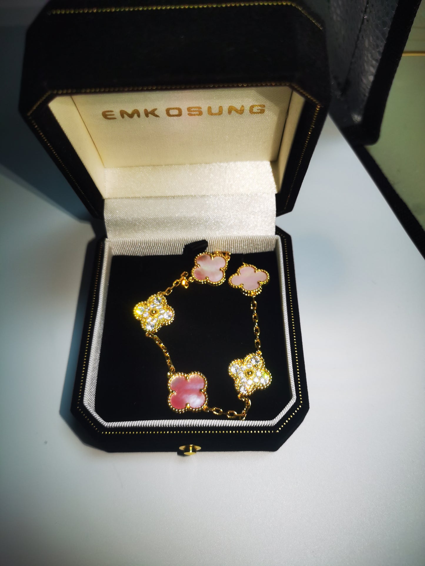 EMKOSUNG 18K Gold  Plated  Four Leaf Clover Bracelets for Women