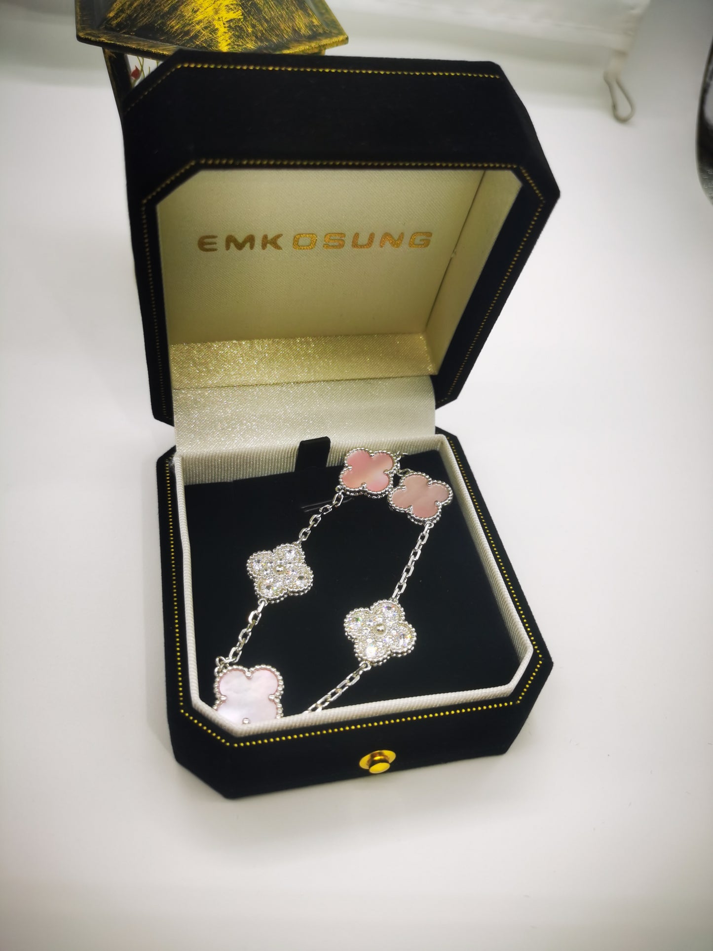 EMKOSUNG 18K Gold  Plated  Four Leaf Clover Bracelets for Women