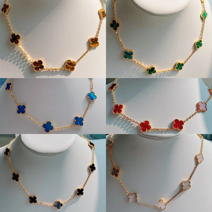 EMKOSUNG 18K Gold  Plated  10 Flowers Four Leaf Clover Necklaces for Women