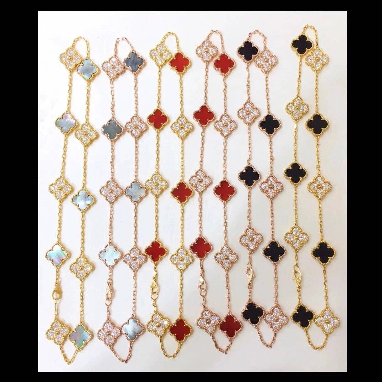 EMKOSUNG 18K Gold  Plated  10 Flowers Four Leaf Clover Necklaces for Women