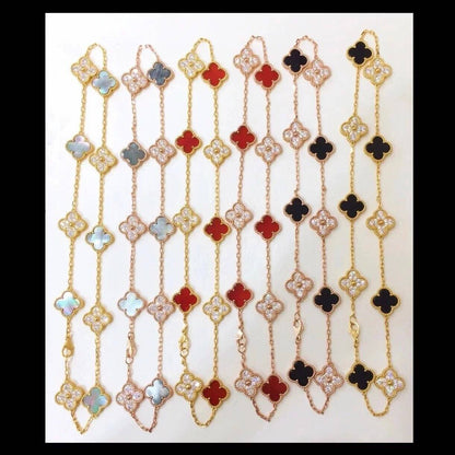 EMKOSUNG 18K Gold  Plated  10 Flowers Four Leaf Clover Necklaces for Women