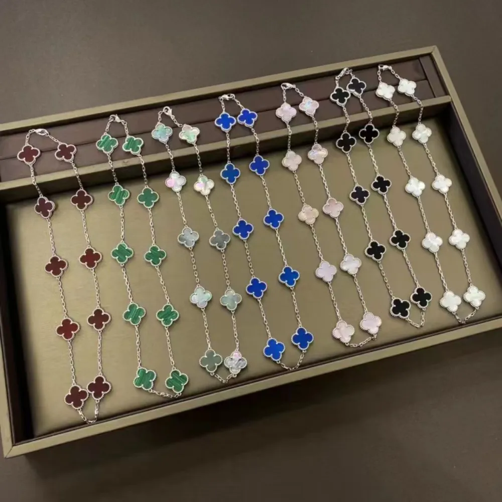 EMKOSUNG 18K Gold  Plated  10 Flowers Four Leaf Clover Necklaces for Women