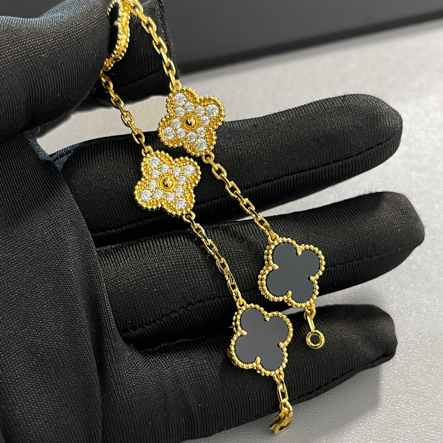 EMKOSUNG 18K Gold  Plated  Four Leaf Clover Bracelets for Women