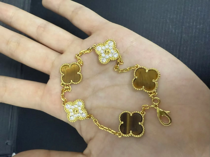 EMKOSUNG 18K Gold  Plated  Four Leaf Clover Bracelets for Women
