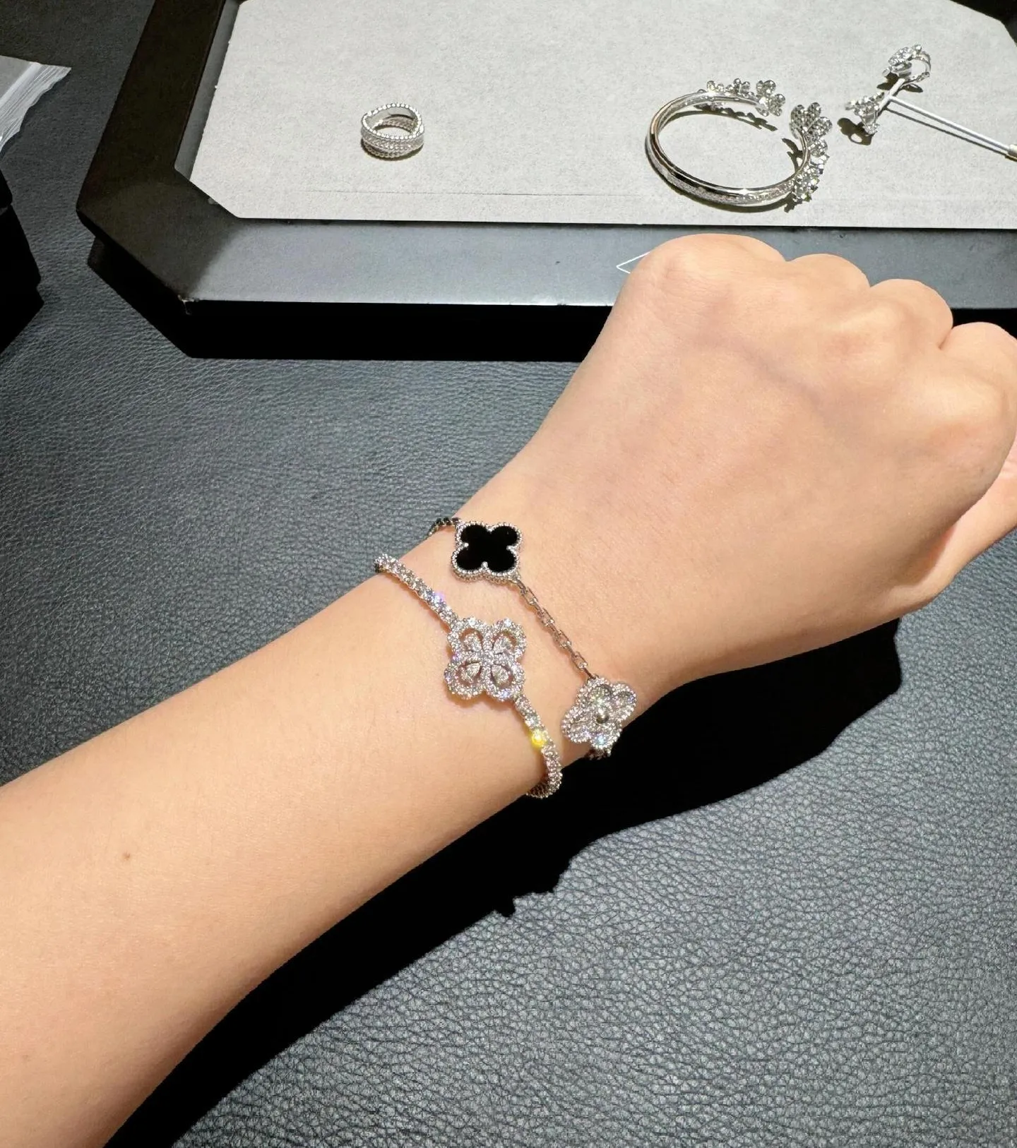 EMKOSUNG 18K Gold  Plated  Four Leaf Clover Bracelets for Women