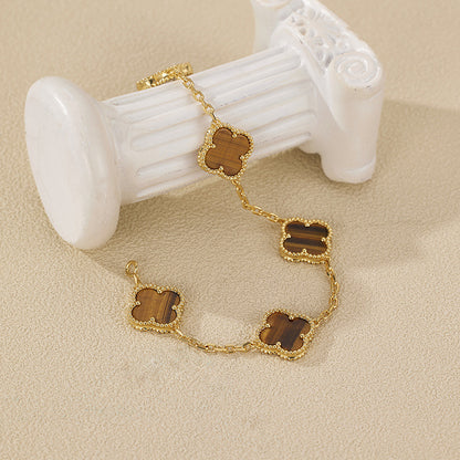 EMKOSUNG 18K Gold  Plated  Four Leaf Clover Bracelets for Women