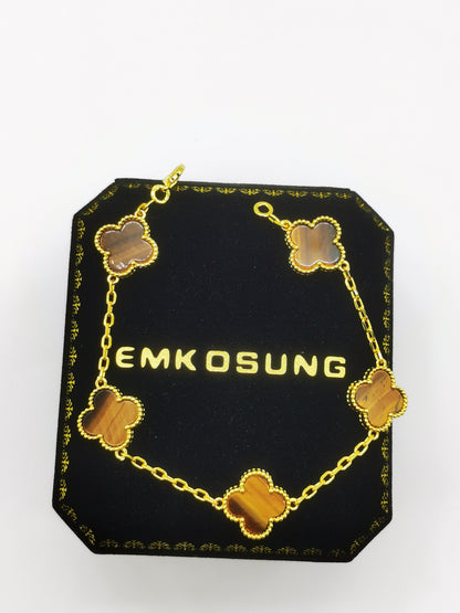 EMKOSUNG 18K Gold  Plated  Four Leaf Clover Bracelets for Women
