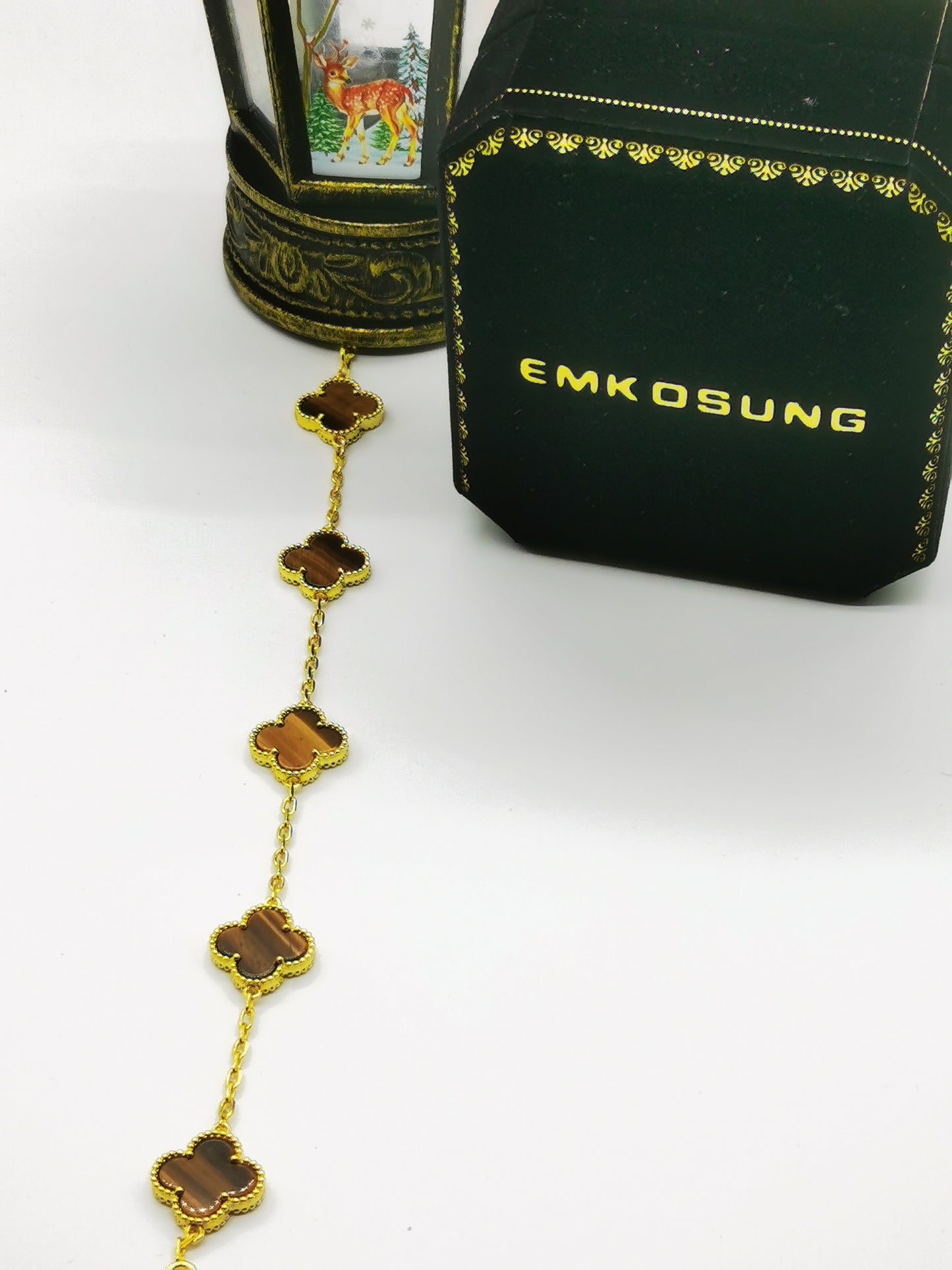 EMKOSUNG 18K Gold  Plated  Four Leaf Clover Bracelets for Women