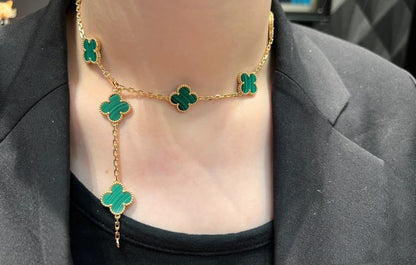 EMKOSUNG 18K Gold  Plated  10 Flowers Four Leaf Clover Necklaces for Women