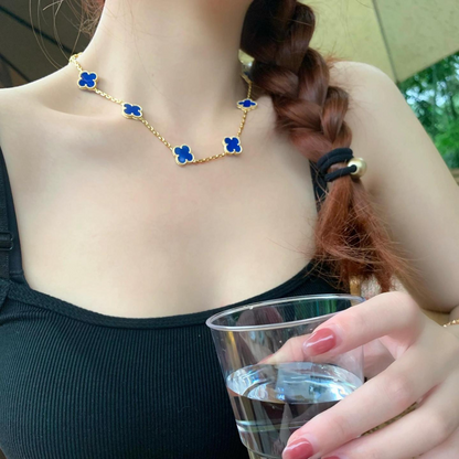 EMKOSUNG 18K Gold  Plated  10 Flowers Four Leaf Clover Necklaces for Women