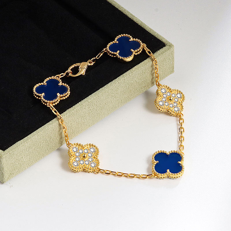 EMKOSUNG 18K Gold  Plated  Four Leaf Clover Bracelets for Women