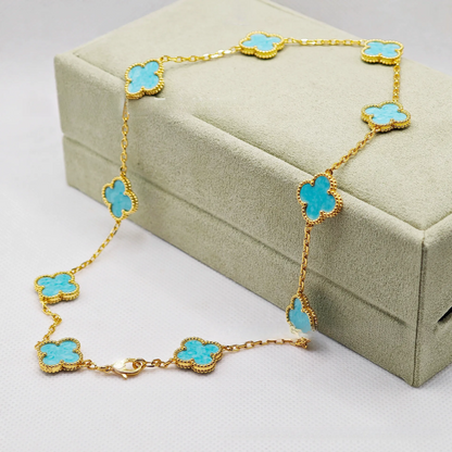 EMKOSUNG 18K Gold  Plated  10 Flowers Four Leaf Clover Necklaces for Women