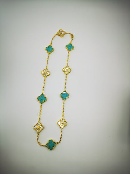 EMKOSUNG 18K Gold  Plated  10 Flowers Four Leaf Clover Necklaces for Women