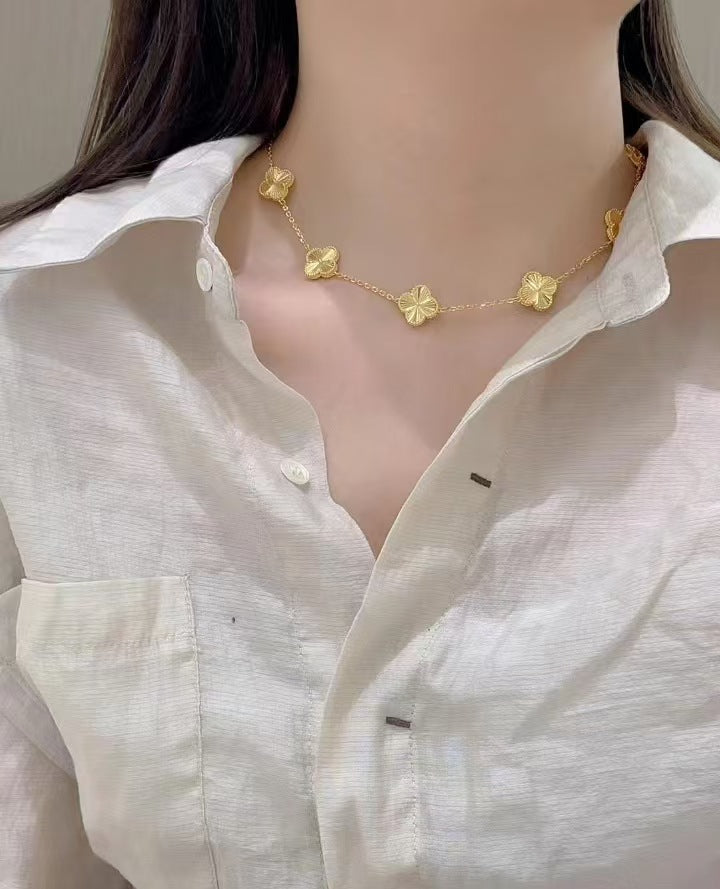 EMKOSUNG 18K Gold  Plated  10 Flowers Four Leaf Clover Necklaces for Women