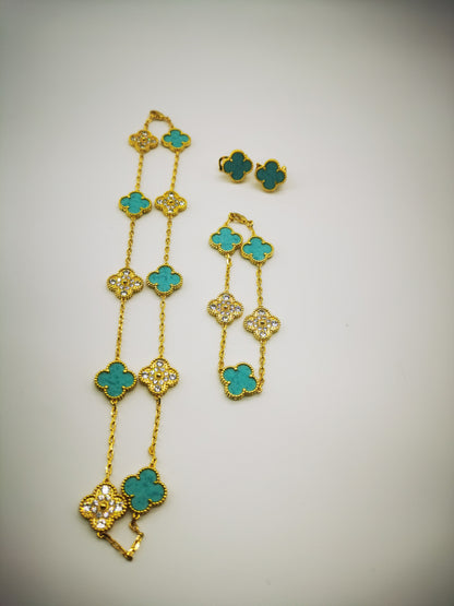 EMKOSUNG 18K Gold  Plated  10 Flowers Four Leaf Clover Necklaces for Women