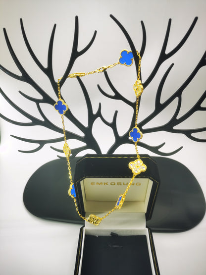 EMKOSUNG 18K Gold  Plated  10 Flowers Four Leaf Clover Necklaces for Women