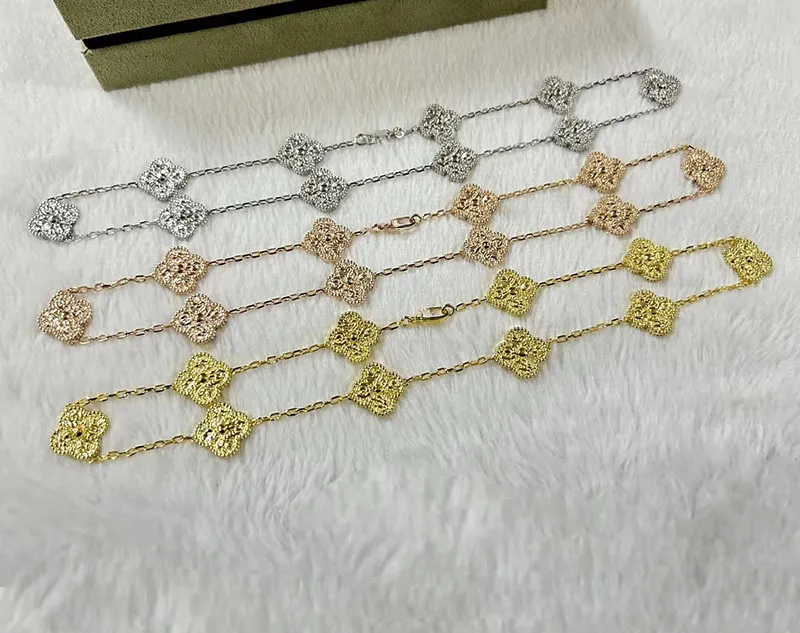 EMKOSUNG 18K Gold  Plated  10 Flowers Four Leaf Clover Necklaces for Women