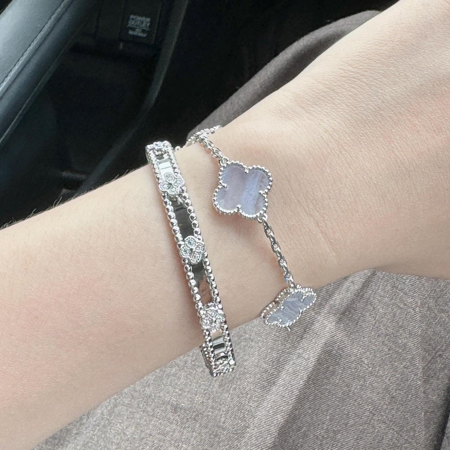 EMKOSUNG 18K Gold  Plated  Four Leaf Clover Bracelets for Women