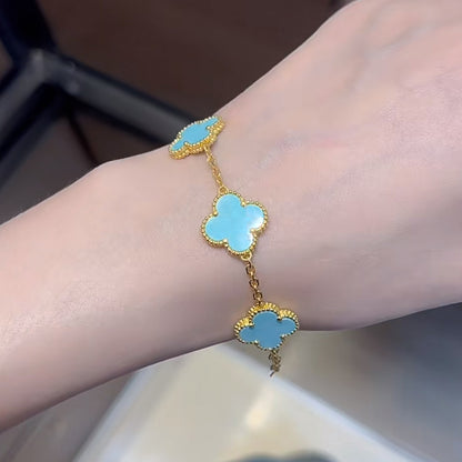 EMKOSUNG 18K Gold  Plated  Four Leaf Clover Bracelets for Women