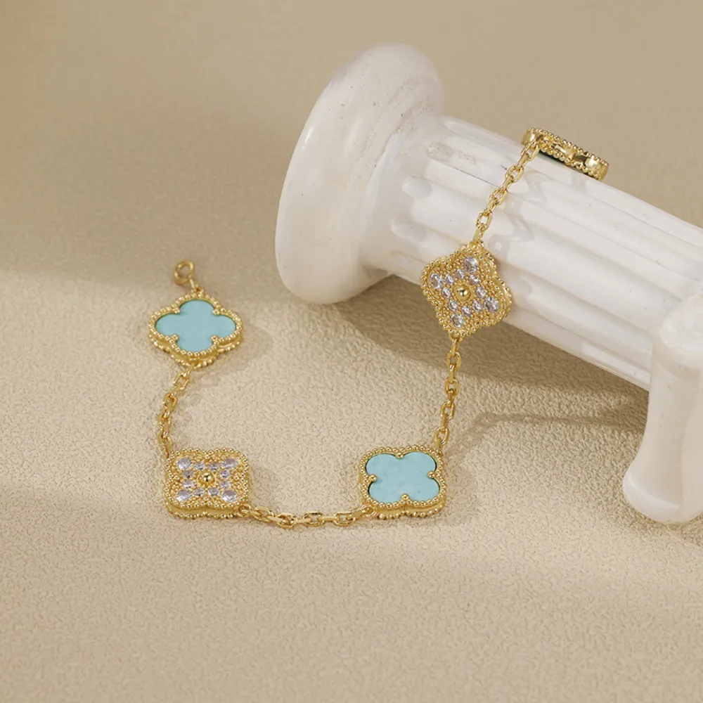 EMKOSUNG 18K Gold  Plated  Four Leaf Clover Bracelets for Women