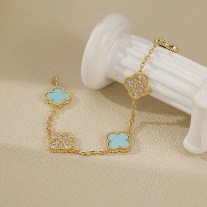 EMKOSUNG 18K Gold  Plated  Four Leaf Clover Bracelets for Women