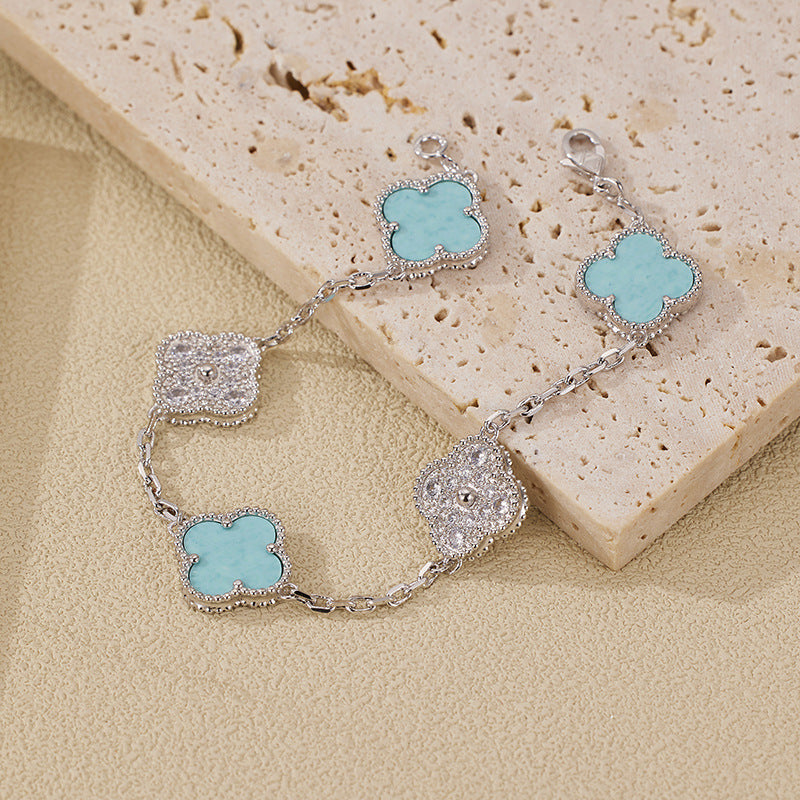 EMKOSUNG 18K Gold  Plated  Four Leaf Clover Bracelets for Women