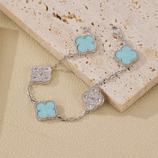 EMKOSUNG 18K Gold  Plated  Four Leaf Clover Bracelets for Women