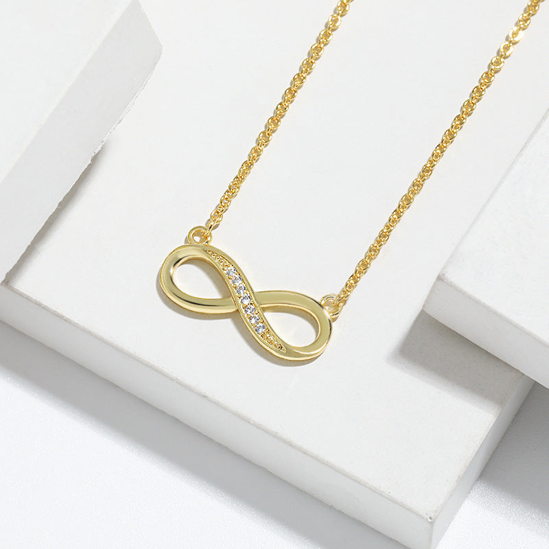 EMKOSUNG 18K Gold Plated Light Luxury Fashion Lucky 8 Necklaces for Women