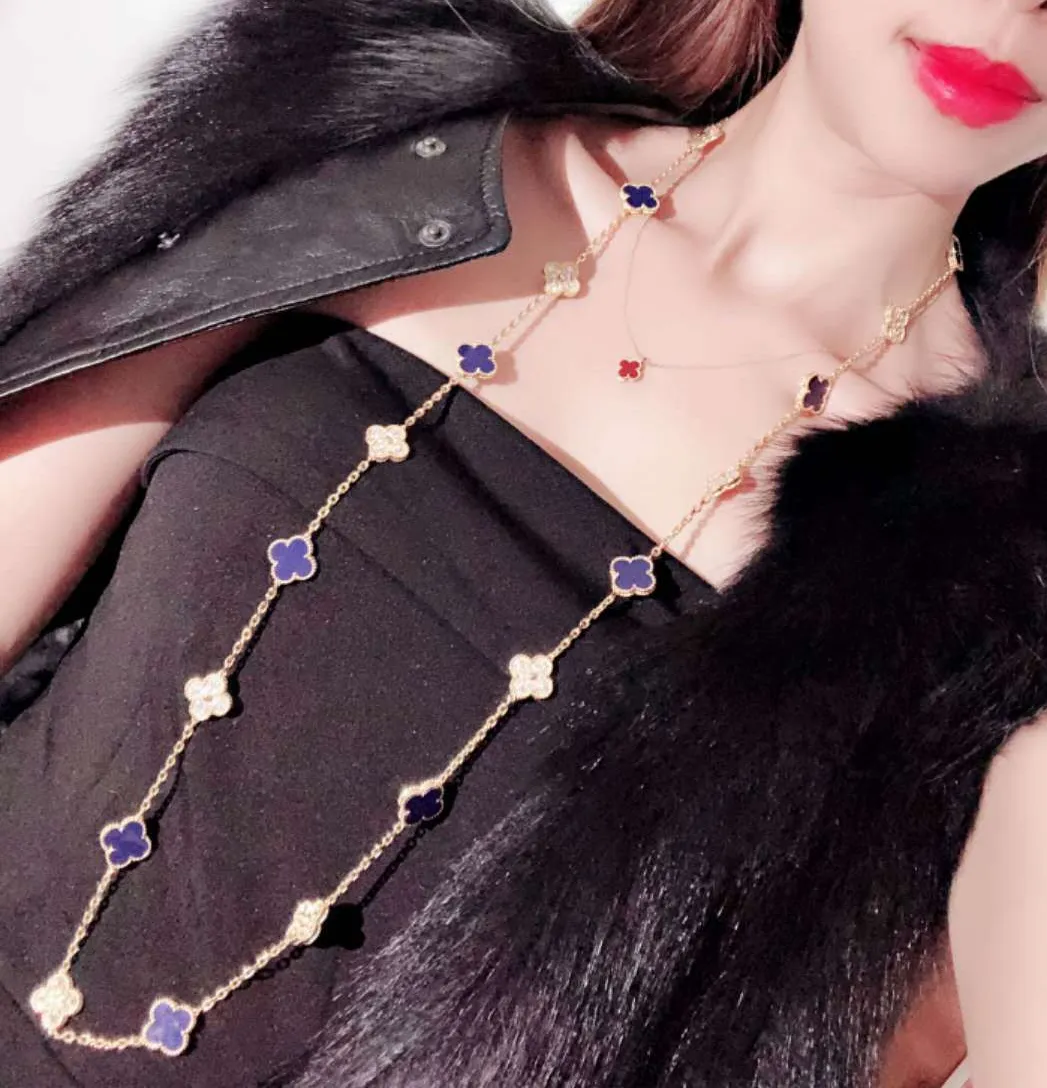 EMKOSUNG 18K Gold  Plated  20 Flowers Four Leaf Clover Necklaces for Women