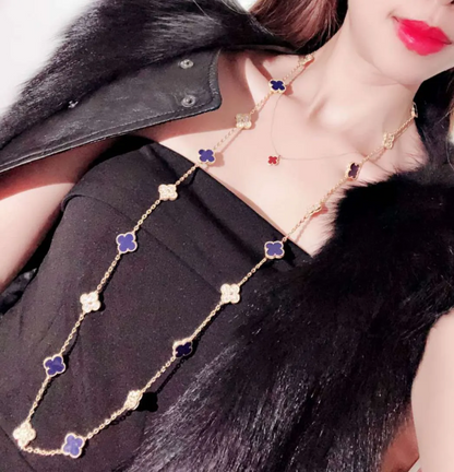 EMKOSUNG 18K Gold  Plated  20 Flowers Four Leaf Clover Necklaces for Women