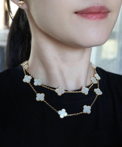 EMKOSUNG 18K Gold  Plated  20 Flowers Four Leaf Clover Necklaces for Women