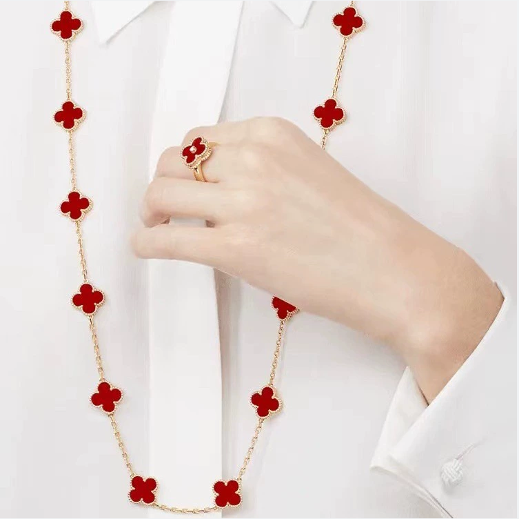 EMKOSUNG 18K Gold  Plated  20 Flowers Four Leaf Clover Necklaces for Women