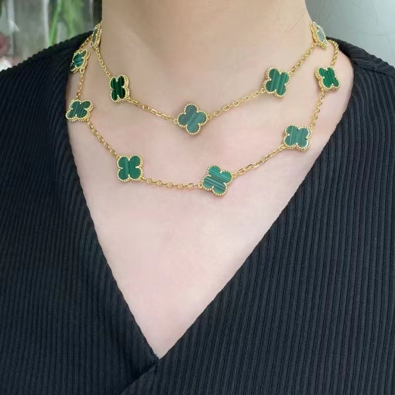 EMKOSUNG 18K Gold  Plated  20 Flowers Four Leaf Clover Necklaces for Women