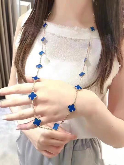 EMKOSUNG 18K Gold  Plated  20 Flowers Four Leaf Clover Necklaces for Women