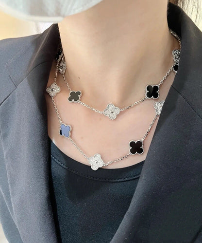 EMKOSUNG 18K Gold  Plated  20 Flowers Four Leaf Clover Necklaces for Women