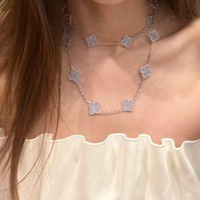 EMKOSUNG 18K Gold  Plated  20 Flowers Four Leaf Clover Necklaces for Women