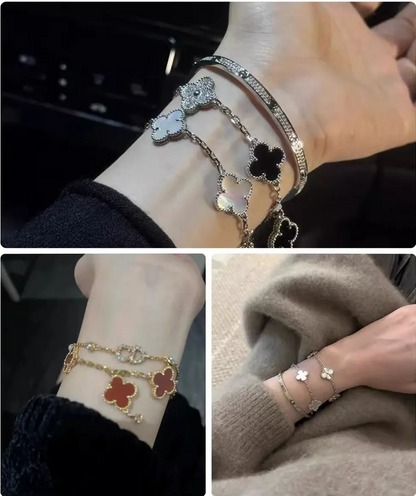 EMKOSUNG 18K Gold  Plated  Four Leaf Clover Bracelets for Women