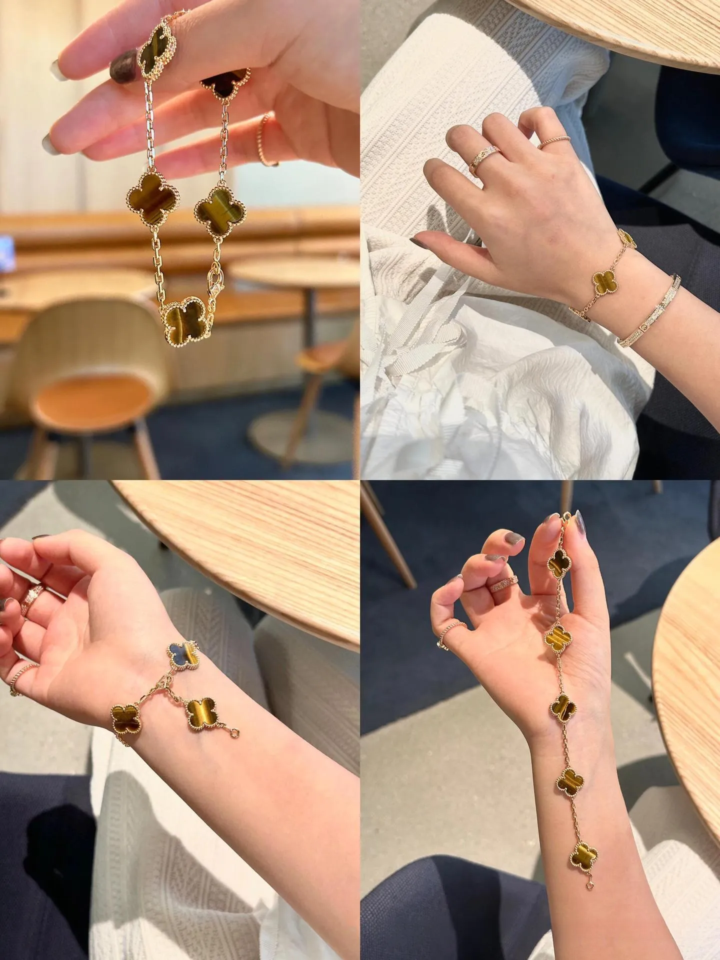 EMKOSUNG 18K Gold  Plated  Four Leaf Clover Bracelets for Women