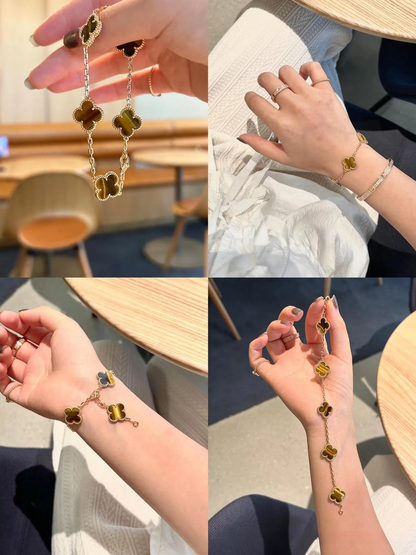 EMKOSUNG 18K Gold  Plated  Four Leaf Clover Bracelets for Women