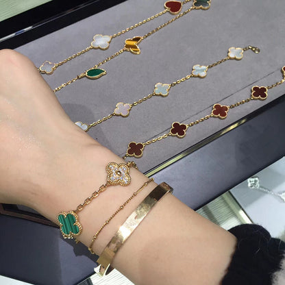 EMKOSUNG 18K Gold  Plated  Four Leaf Clover Bracelets for Women