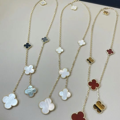 EMKOSUNG 18K Gold  Plated  6 Flowers Four Leaf Clover Necklaces for Women