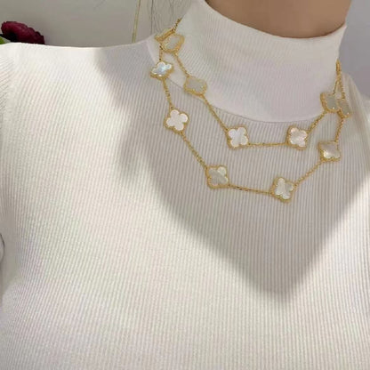 EMKOSUNG 18K Gold  Plated  20 Flowers Four Leaf Clover Necklaces for Women