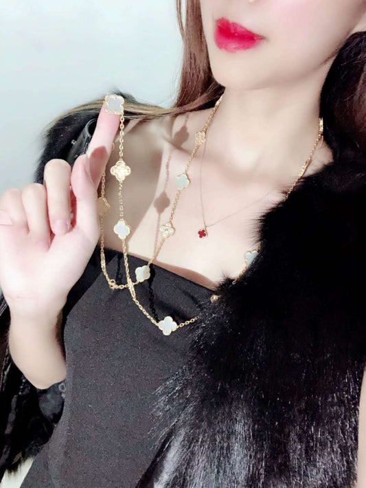 EMKOSUNG 18K Gold  Plated  20 Flowers Four Leaf Clover Necklaces for Women